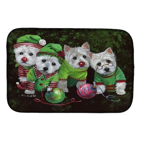 Carolines Treasures Carolines Treasures PPP3285DDM 14 x 21 in. Westie Christmas Santas Assistants Dish Drying Mat PPP3285DDM